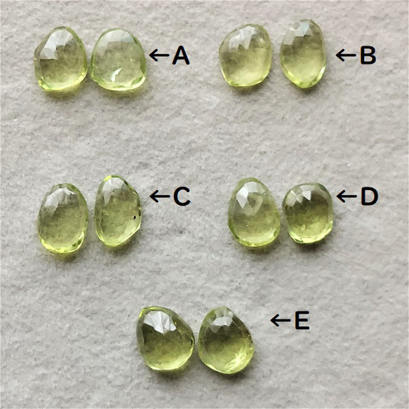 宝石質ペリドット フリーフォーム　ローズカットピアス【金属アレルギー対応】 AP-#237 7枚目の画像