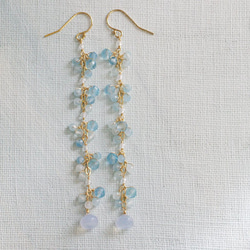 yamabudo : fogblue long（earring） ブルーカルセドニー,アクアマリン 5枚目の画像