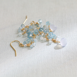 yamabudo : fogblue long (earring) 藍玉髓，海藍寶石 第6張的照片