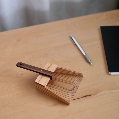 卓上 塵取り 天然木 杉/ウォールナット ゴミ箱・ダストボックス +MOKU