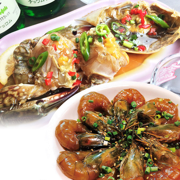 【ギフトにもぴったり】カンジャン満足セット(カンジャンケジャン1匹＆カンジャンセウ8尾) 1枚目の画像