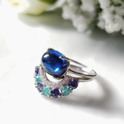 Creema福袋2024 人工サファイアセット パライバトルマリンリング 3mm  