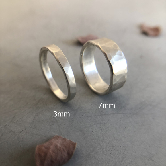 silver ring 7mm マット /シルバー/リング/指輪/槌目/マット/シンプル/刻印 6枚目の画像