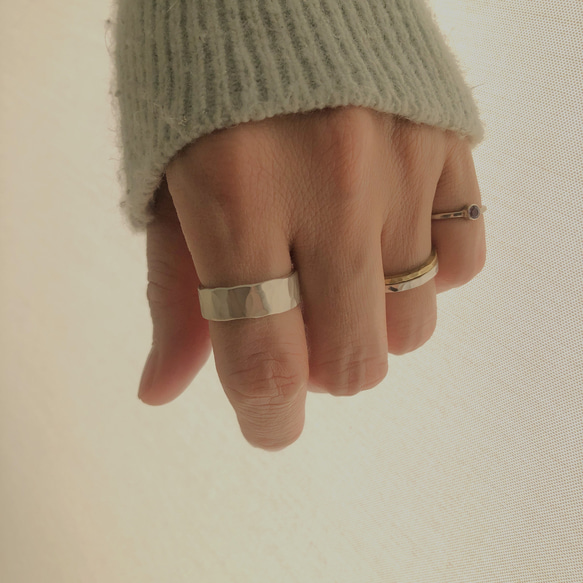 silver ring 7mm マット /シルバー/リング/指輪/槌目/マット/シンプル/刻印 10枚目の画像