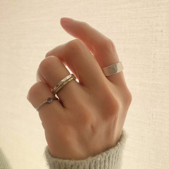 silver ring 7mm マット /シルバー/リング/指輪/槌目/マット/シンプル/刻印 9枚目の画像