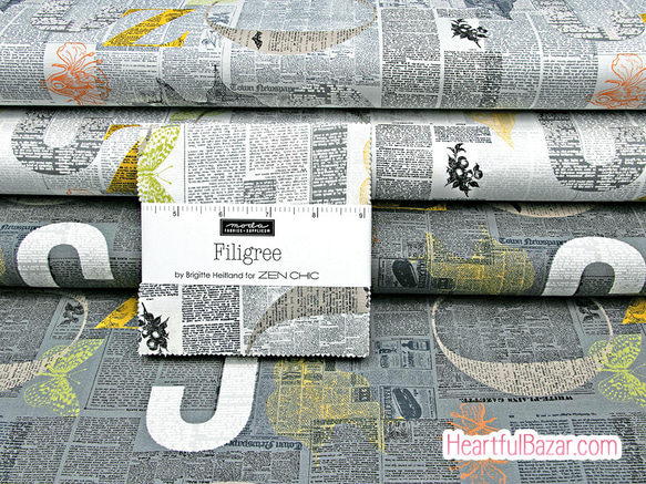 USAコットン(110×50) moda Filigree コラージュ ゼングレイ 5枚目の画像