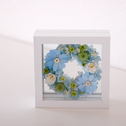 【koizumi0101様専用】ガラスドームの白＆ピンク供花の対セット＆ブルーガラスフレーム 2枚目の画像