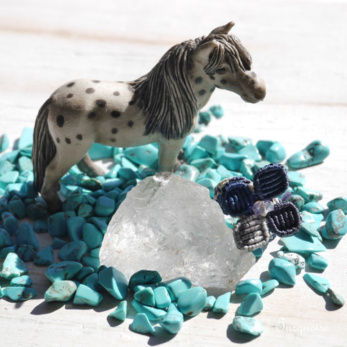 天然石染色ターコイズ(中国産)約40g分約5～10mm色調整さざれ石詰合せ穴