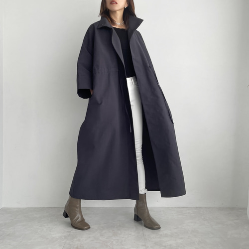 ハイネックロングコート(チャコールグレー) コート MELUMO 通販