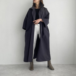 最終価格 セオリー ダウンロングコート デザイン ハイネック ネイビー M ハイネックカラーコート（レディース）: ダウンジャケット