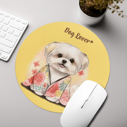 【 晴れ着姿の マルチーズ 】 パステルカラー マウスパッド　犬　ペット　うちの子　プレゼント　ギフト 3枚目の画像