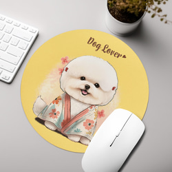 【 晴れ着姿の ビションフリーゼ  】パステルカラー マウスパッド　犬　ペット　うちの子　プレゼント　ギフト 3枚目の画像