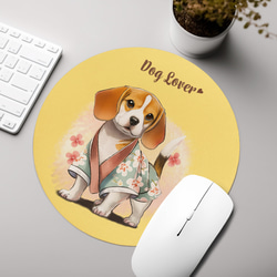 【 晴れ着姿の ビーグル 】 パステルカラー マウスパッド　犬　ペット　うちの子　プレゼント　ギフト 3枚目の画像