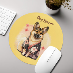 【 晴れ着姿の ジャーマンシェパード 】 パステルカラー マウスパッド　犬　ペット　うちの子　プレゼント　ギフト 3枚目の画像