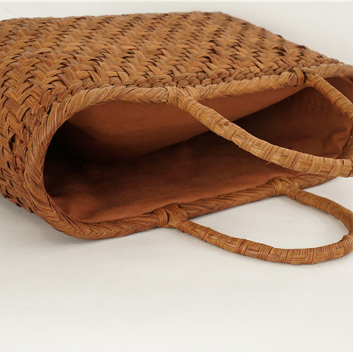 Lサイズ 山葡萄 蔓 かごバック かご 籠 巾着 網代編み 職人の手作り