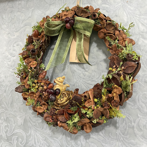 クリスマス リース ハンドメイド たっぷり 木の実 ナチュラル リース 240 木の実たっぷり♪ クリスマスリースキット｜自宅で簡単ハンドメイド