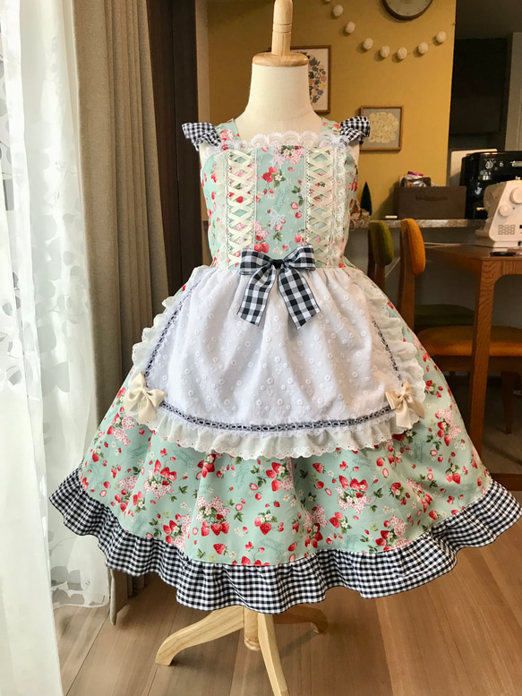 ハンドメイド　エプロンドレス　ワンピース　110 エプロンドレス | atelier emau
