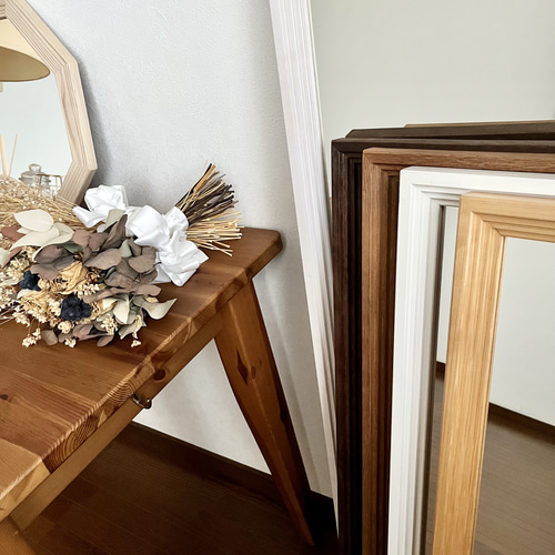 日本製】壁掛けミラー 立て掛けミラー 鏡 カットデザイン ドレッサー