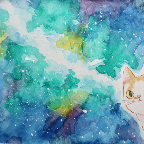 No.001 宇宙猫 絵画 Nakamurart 通販 15493791｜Creema(クリーマ)