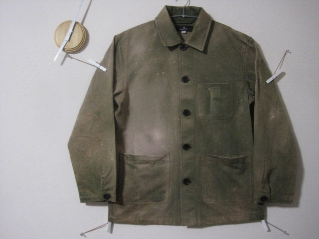 １点物【極み】ワークジャケット　ゼッケン【１】オリーブ　ナンバリング／ミリタリー／カバーオール／サバゲー