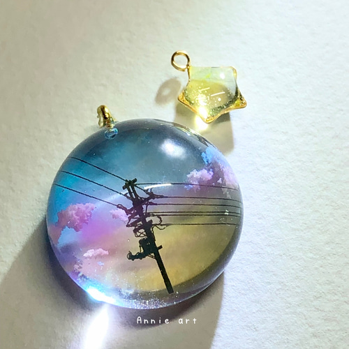 夕空　夕日　空　雲　キーホルダー　そら追加 雲レジン 別府湾の夕焼け空 キーホルダー - Gin no Shizuku GALLERY