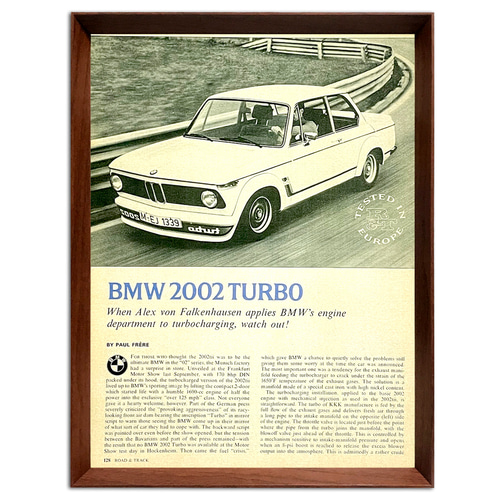 BMW 2002 1970年代 アメリカ ヴィンテージ 雑誌 広告 額付