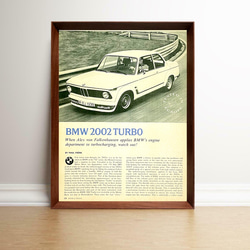 BMW 2002 1970年代 アメリカ ヴィンテージ 雑誌 広告 額付 ポスター 1枚目の画像