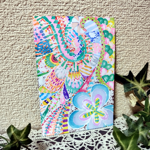 工作用紙に描く‼️　手書きイラスト　カラフル　アート　パンク　SALE 手描きイラスト カラフル 色紙 原画 アート ポスカ 水性ペン