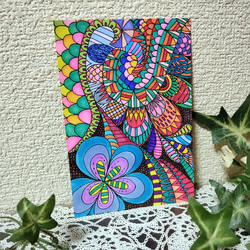 工作用紙に描く‼️ 手書きイラスト カラフル アート パンク 赤色