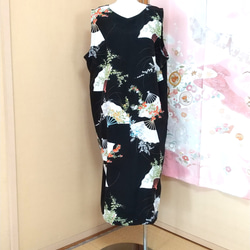 着物リメイク、ワンピース、シルク、新品、美品、フォーマル、スヌード付、紐付 訪問着からフォーマルドレス(スヌード付)ワンピースにも