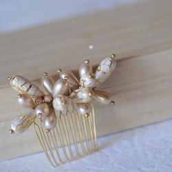 【＊＊七五三・フォーマル髪飾り＊＊】-vintage drop pearl / ヘアコーム（pink)- 1枚目の画像