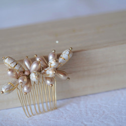 【＊＊七五三・フォーマル髪飾り＊＊】-vintage drop pearl / ヘアコーム（pink)- 2枚目の画像