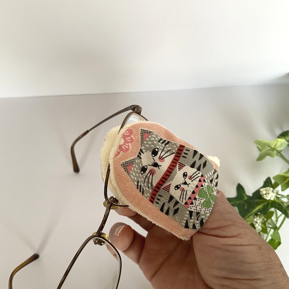 柴犬のメガネクリーナー　抹茶地　オレンジ　現品　送料無料 5枚目の画像