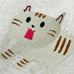 【限時促銷】【包郵】驚喜貓刺繡棉質抽繩背包帶手柄 第5張的照片