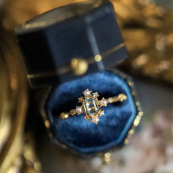 ローマバチカン風宝石マリンブルーダイヤ SV925 シルバー リング K18gp