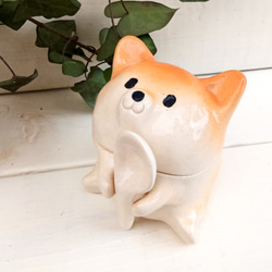 柴犬坐式糖罐帶勺子 60 毫升有趣的狗陶瓷 *有翻譯 第4張的照片