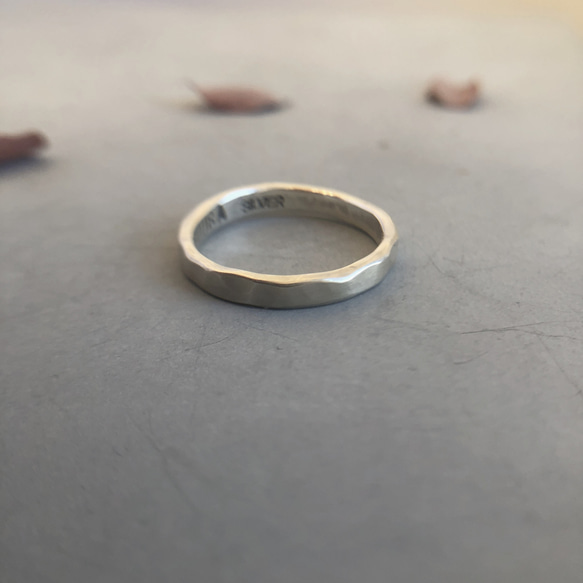 silver ring 3mm マット /シルバー/リング/指輪/槌目/マット/シンプル 3枚目の画像