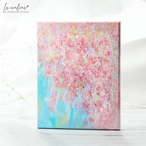 原画】抽象画 虹と雨 約273×220mm（F3サイズ）送料無料 絵画 La
