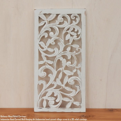 レリーフ 30cm×60cm 長方形 WW アートパネル 木彫り フレーム 彫刻