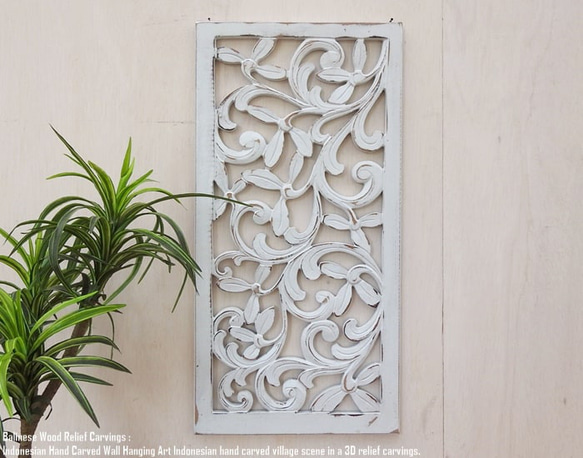 レリーフ 30cm×60cm 長方形 WW アートパネル 木彫り フレーム 彫刻