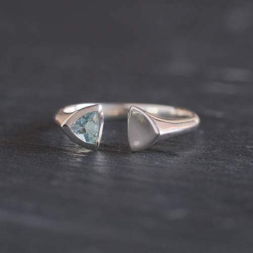 aquamarine triangle ring 天然石アクアマリン シルバーリング aquamarine triangle ring 天然石アクアマリン シルバーリング