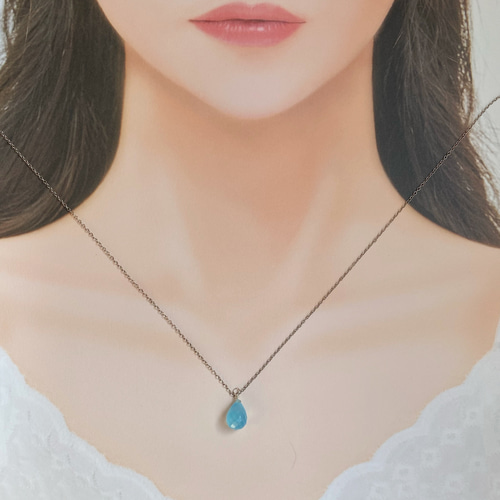 1個】12×8mm ブルーカルセドニー ドロップブリオレットカット