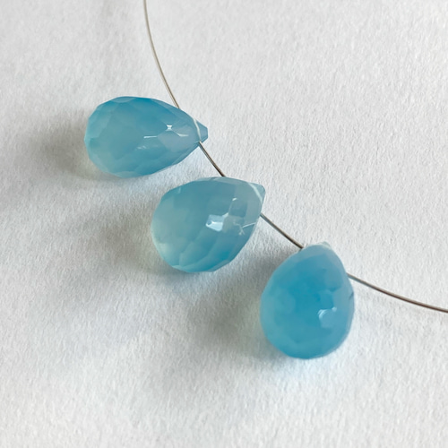 1個】12×8mm ブルーカルセドニー ドロップブリオレットカット