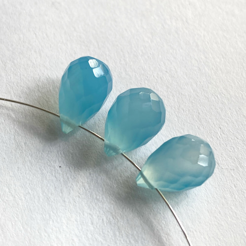 1個】12×8mm ブルーカルセドニー ドロップブリオレットカット
