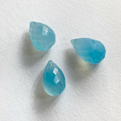 1個】12×8mm ブルーカルセドニー ドロップブリオレットカット