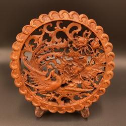 立体彫刻　龍　アンティーク　美術品 盤竜雲海 （五爪龍） 参次元彫刻『極』 （アンティーク調