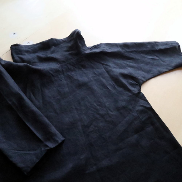 [M - 6L/4 種尺寸可選/6 種亞麻色] 寬鬆高領長袍，適合禮儀場合，正式，日本製造，小訂單可以 第10張的照片