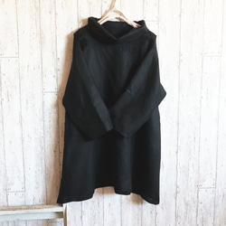 [M - 6L/4 種尺寸可選/6 種亞麻色] 寬鬆高領長袍，適合禮儀場合，正式，日本製造，小訂單可以 第2張的照片