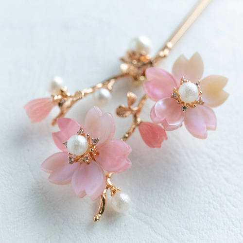 色が選べる 桜の枝 かんざし ヘアアクセサリー 髪飾り 簪 桜 かんざし 