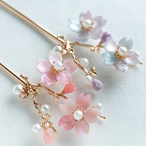 色が選べる 桜の枝 かんざし ヘアアクセサリー 髪飾り 簪 桜 色が選べる 桜の枝 かんざし ヘアアクセサリー 髪飾り 簪 桜